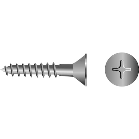 Wood Screw, #10, 1-1/2 In, Stainless Steel Flat Head Phillips Drive